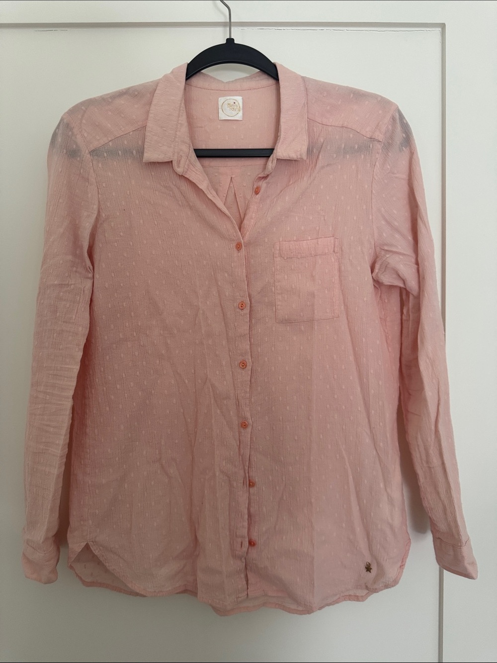 Des Petits Hauts (French) Light Pink Dot Button-Up Shirt